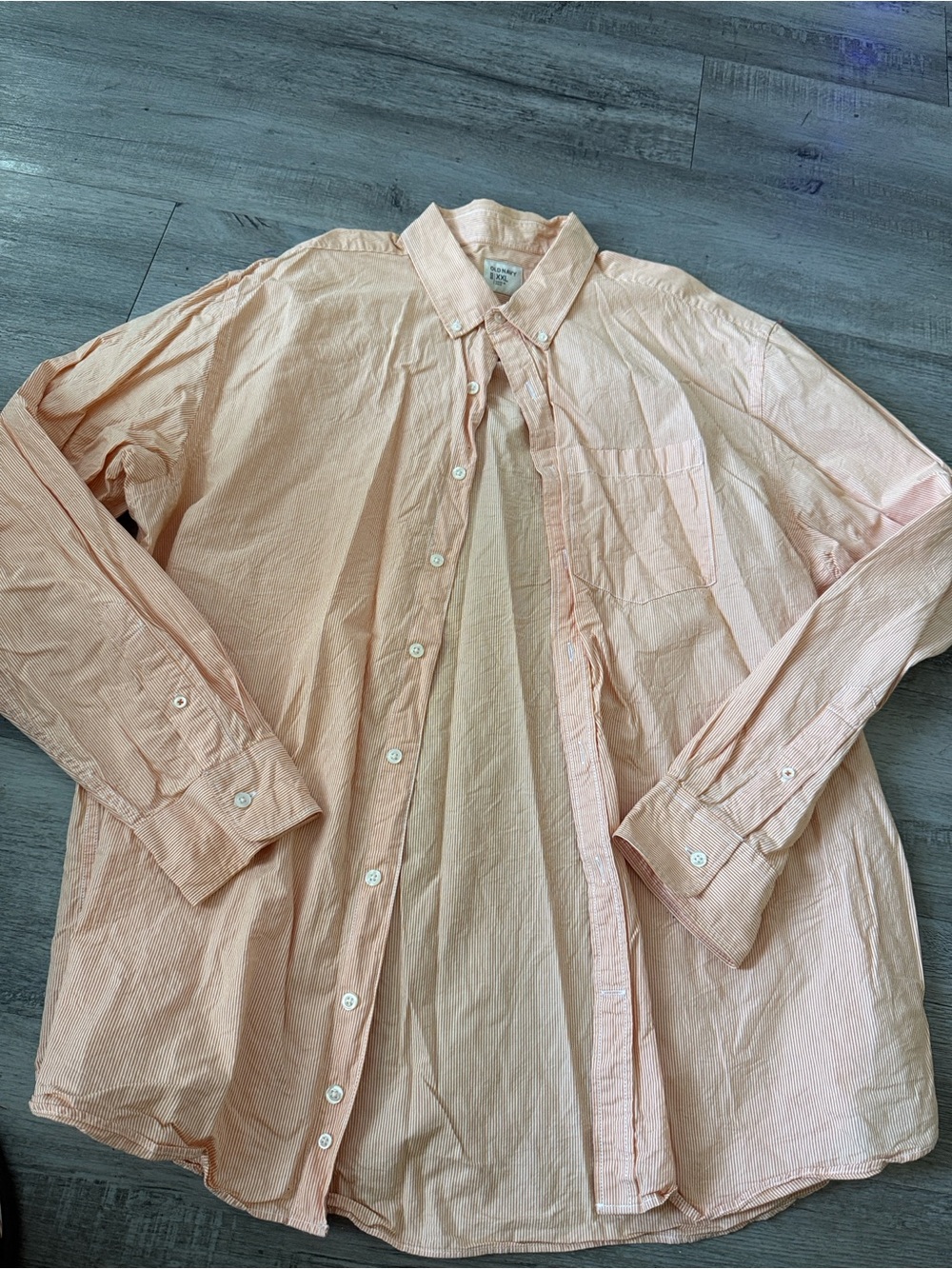 Old Navy Light Peach Striped Button-Up Dress Shirt